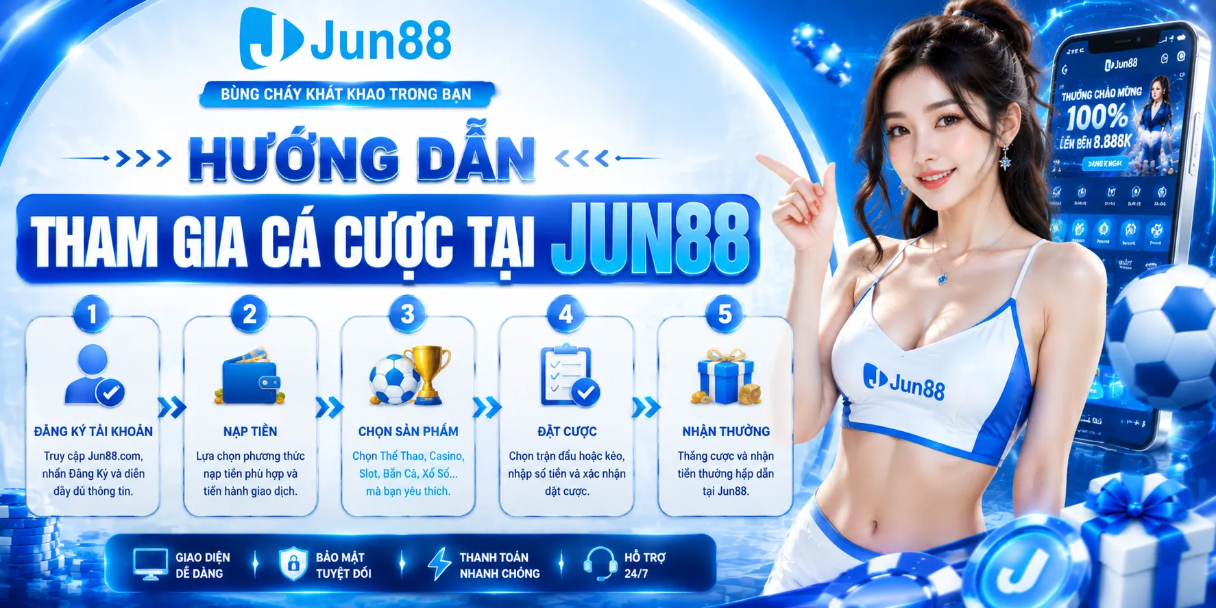 Hướng dẫn tham gia cá cược tại Jun88